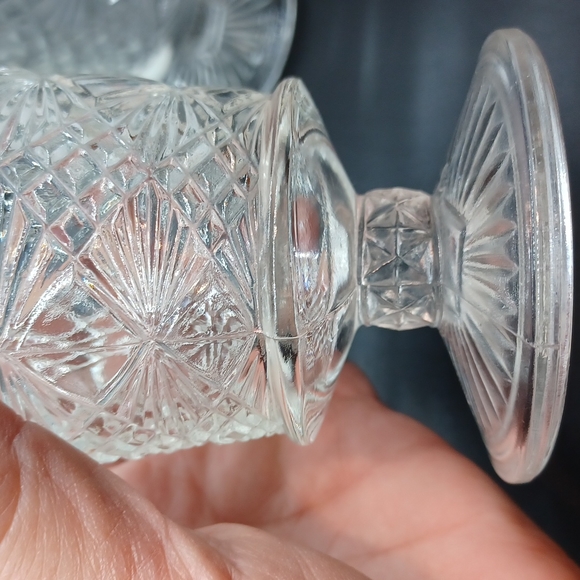 3 Vintage Hazel Atlas Water Goblets Stem Glass Big Top Peanut Butter 50's - Picture 6 of 9